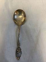 Alvin Patent Silverplate Rose Pattern Patina 6&quot; Small Sugar Serving Spoon. - £24.57 GBP