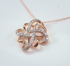 1Ct Redondo Imitación Diamante Dos Tonos Flor Colgante 18K Chapado en Oro Rosa - £93.39 GBP