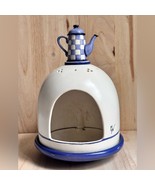 French Farmhouse Sponge Holder with Kettle White Blue Rustic Kitchen Decor - $956.55 MXN