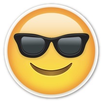 12cm Shaped Vinyl Sticker emoji laptop face cool dude man happy shades hot heat - £3.34 GBP