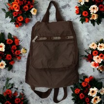 Le SportSac Backpack Vintage Brown Adjustable Nylon Boho Hippie Gorpcore Pockets - £36.96 GBP