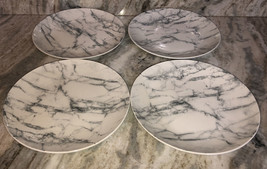 Royal Norfolk Grey &amp; White Marble Pattern 10.5&quot; Dinner Plates Set Of 4 B... - $59.28