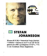 ⭕VTG Formula 1 STEFAN JOHANSSON pocket calendar 1985 F1 pilot - $6.94 CAD