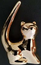 Ceramic Gold Metallic Mirror Finish Cat Tail Ring Holders 4”H x 2.5”L x 1.3”D - £3.09 GBP
