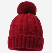 Knitted hat  red women in winter, new style velvet and thick cover, woolen hat - £7.93 GBP