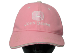 John Deere Pink Hat White Embroidered Logo Hook and Loop Baseball Cap Womens  - £12.10 GBP