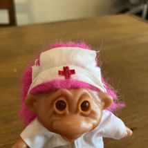 Dam Troll Doll! 4 1/2” Red Hair Amber Eyes! 1986! Dressed As A Nurse! - £19.38 GBP