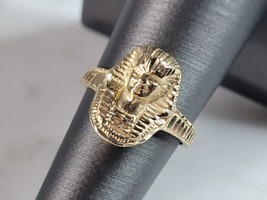 Womens Vintage 14k Gold Egyptian King Tut Pharaoh Ring 3.6g E6611 - £297.55 GBP
