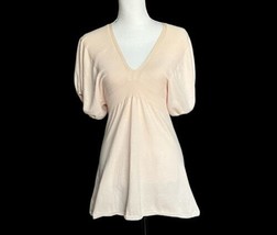 Moth Balloon Sleeve Babydoll Tunic Sweaters Neck Size S Blush Pink Anthr... - $24.74