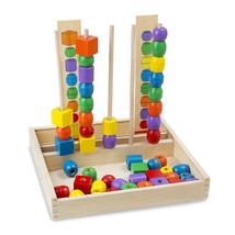Melissa &amp; Doug Bead Sequencing Set With 46 Wooden Beads and 5 Double-Sided Patte - £42.35 GBP