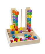Melissa &amp; Doug Bead Sequencing Set With 46 Wooden Beads and 5 Double-Sid... - £40.64 GBP