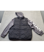 Jordan Puffer Jacket Boys Medium Gray Black Nylon Long Sleeve Hooded Ful... - $88.28 CAD