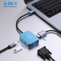 Benfei Usb C Hub 4 In 1 Usb Type-C To Hdmi Vga Adapter, Usb C To Usb Adapter - £14.00 GBP