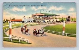 Charles Town Jockey Club Race Track Charles Town WV Linen Postcard H17 - £2.31 GBP