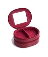 Red Leather Two Level Jewelry Case with Mirror, Zipper Closures and Soft... - $54.95