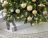 Sferra Lucido Ivory Velvet Christmas Tree Skirt Gold Diamond Embroidery ... - $165.00