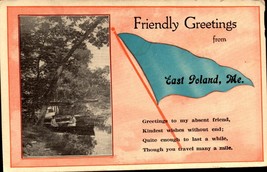 Friendly Greetings From East Poland Maine Antique 1921 Postcard BK64 - £6.22 GBP