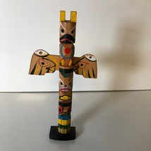 Vintage Hand-Painted Wooden Totem Pole 10 inch Native American Inspired ... - £15.55 GBP