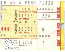 David Bowie Ticket Stub March 26 1976 Isolar Tour Madison Square Garden Vtg - £47.62 GBP