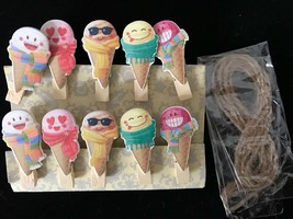 Ice Cream Wooden picture Clips,Clothespins,children&#39;s party favor decora... - $3.20+