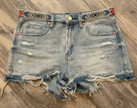 Blank NYC High Rise Beaded Waistband Distressed Jean Shorts Women&#39;s Size 27 - £11.40 GBP