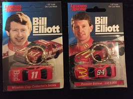 2 Bill Elliott Keychain  Nascar Key Chains 1:87 Die Cast Car Legends Of Racing - £7.74 GBP