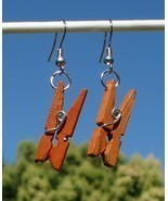 New Modified Handcrafted Real Miniature Working Wooden Clothespin Earrings  - $10.00