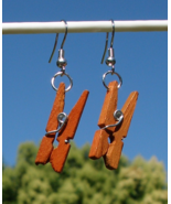 New Handcrafted Real Miniature Working Wooden Clothespin Earrings FREE S... - $10.00