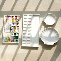 Watercolor Palette Ceramic Oil Painting White Porcelain Shell Color Mixi... - £12.49 GBP+