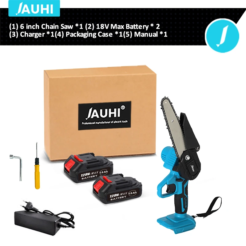 JAUHI 3000W 4/6 Inch Chainsaw Mini Electric Saw Hand Held Cutters Fruit Tree wor - £123.82 GBP