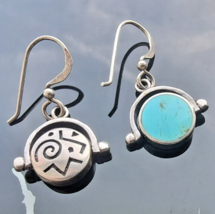 Domac 925 Sterling Silver Southwestern Turquoise Reversible Earrings - £27.27 GBP