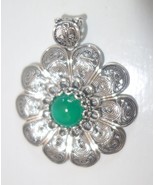 Turkish DGS 925 Sterling Silver green Large round Pendant new - $36.05 CAD