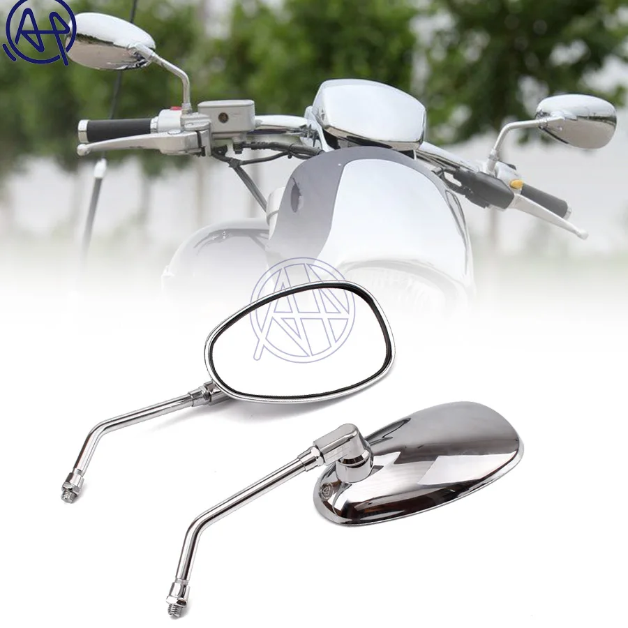 Free Shipping Motorcycle Chrome Oval Side Rearview Mirrors For Cruiser Chopper - £21.97 GBP