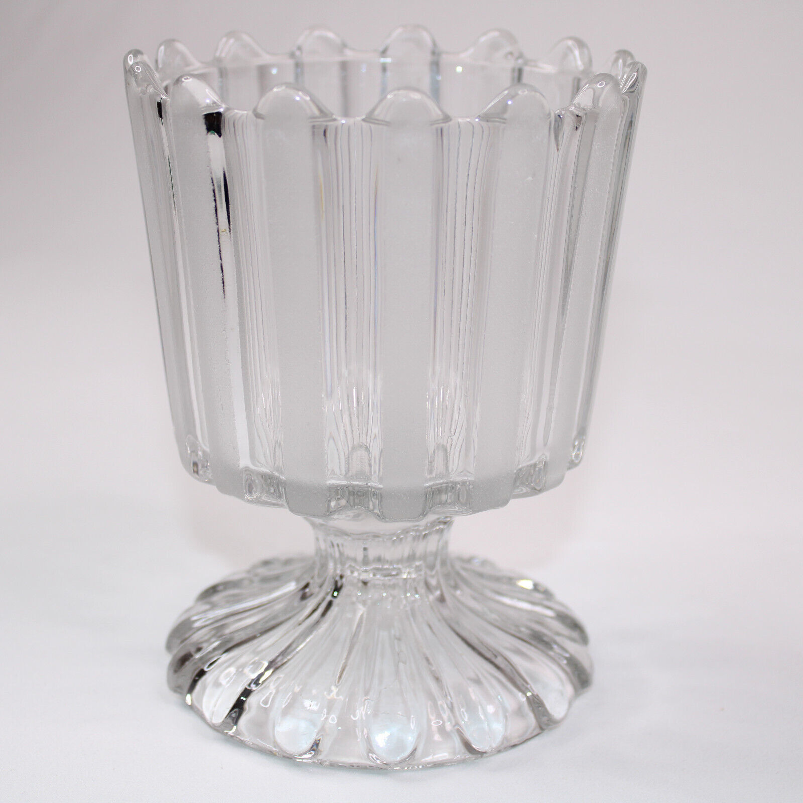 Vintage Glass Bowl Dish Candy Candle Holder With Stripes Rare Glass Cand... - £8.04 GBP