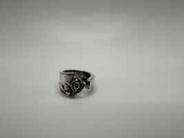 Antique Sterling Silver Damask Rose Spoon Ring Size 6.25 - £43.42 GBP