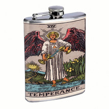 Tarot Cards D15 Flask 8oz Stainless Steel Hip Drinking XIV Temperance - £11.78 GBP