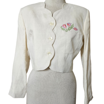  Vintage 70s Cropped Jacket Embroidered Flowers Size 6 New with Tags  - £34.83 GBP