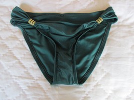 MOSSIMO Green Bikini Bottoms Gold Accent Ruching S/P NWOT - £15.59 GBP
