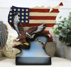 American Patriotic Bald Eagle By USA Stars And Stripes Flag Map Desktop Plaque - £16.77 GBP