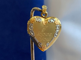 Vtg 14K Gold Filled &quot;I LOVE YOU&quot; Locket 2.65g Fashion Jewelry Heart Charm - £63.08 GBP