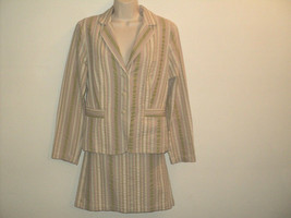 New CAbi Jacket Size 8 Skirt Size 4 Small Suit Seersucker Stripe Cotton - £31.82 GBP