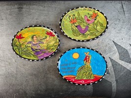 A Woman of Valor by Outi 3 Decorative Plate set, Handpainted multicolor, Floral - £23.70 GBP