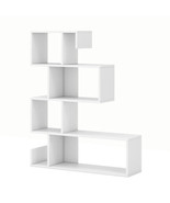 5-Tier S-Shaped Bookshelf Geometric Z-Shelf Bookcase with Open Cubes-Whi... - $1,460.37 MXN