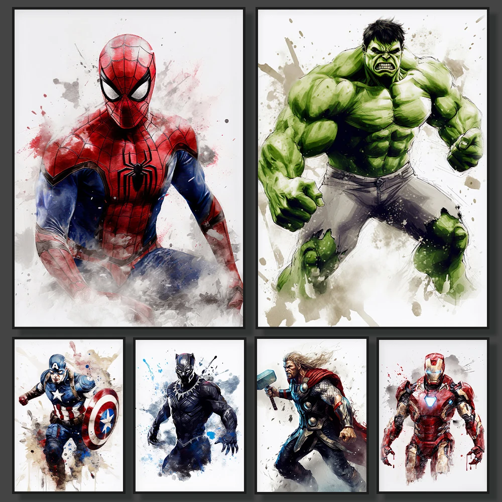 Miniso Marvel Superhero Spider Man Iron Man Hulk Captain America Thor Canvas - £11.25 GBP+