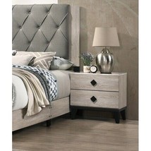Bedroom Furniture Contemporary Look Cream Color Nightstand - Cream - £166.11 GBP