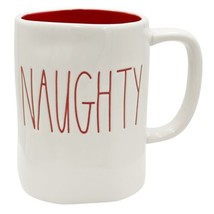 Rae Dunn &quot;NAUGHTY / NICE&quot; Mug Artisan Collection By Magenta White Red Interior - £9.45 GBP