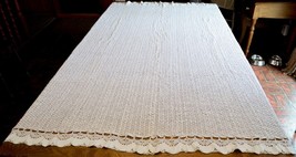 Vintage Hand Crocheted White Blanket Bedspread Coverlet 74 x 54&quot; - £42.82 GBP