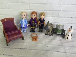 Disney Frozen 2 Petite Mini Dolls Lot Elsa Anna Kristoff Troll Olaf Sven Wagon - £24.79 GBP