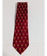 Parquet Gold Celtic Cross Red Christian Necktie Tie Hand Made Polyester - £10.17 GBP