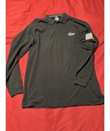 Cutter &amp; Buck Long Sleeve Polo XL Black White Hawk Club USA Flag Cotton ... - $36.90 CAD